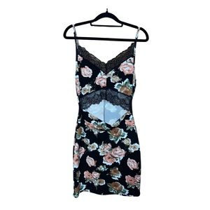 Seduction Lace Floral Cut Out Dress - Size L